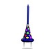 BLUE PARTY HAT CAKE TOPPER WITH LARGE COLORED FLAME CANDLE