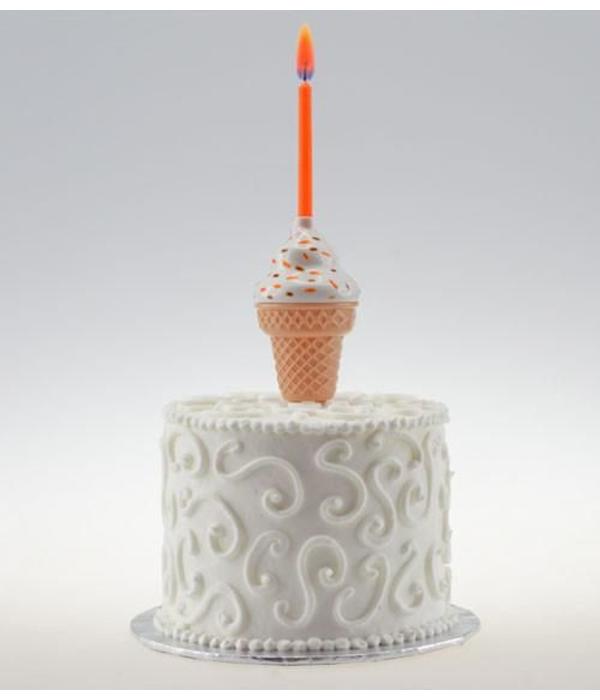 Rainbow Moments MUSICAL ICE CREAM CONE CAKE TOPPER WITH COLOR FLAME CANDLE