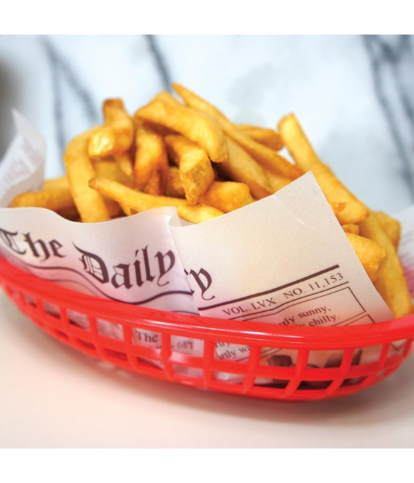 Fox Run Fox Run French Fry Wax Paper Liners, Newsprint, 24-Count