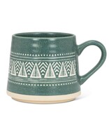 Green Stoneware Mug with Trees 14oz