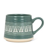 Tasse en grès verte avec sapins 14oz