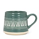 Tasse en grès verte avec sapins 14oz