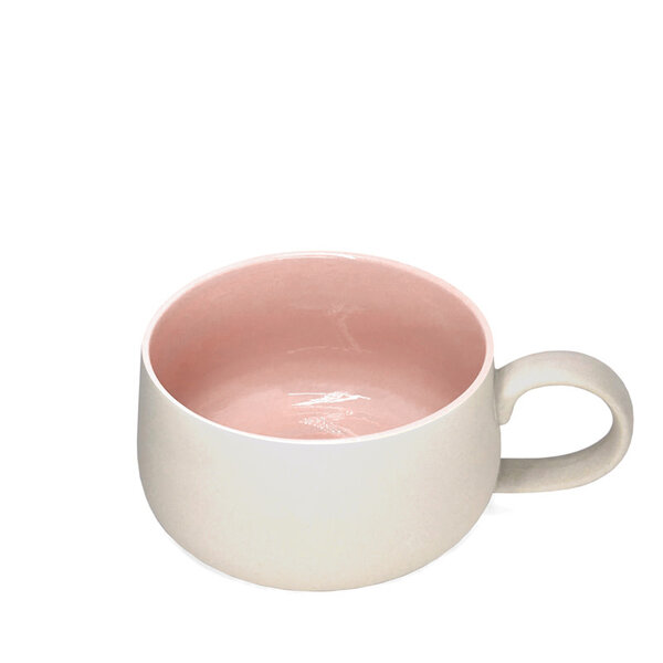 Tasse à café en grès 350 ml, beige avec intérieur rose de BIA