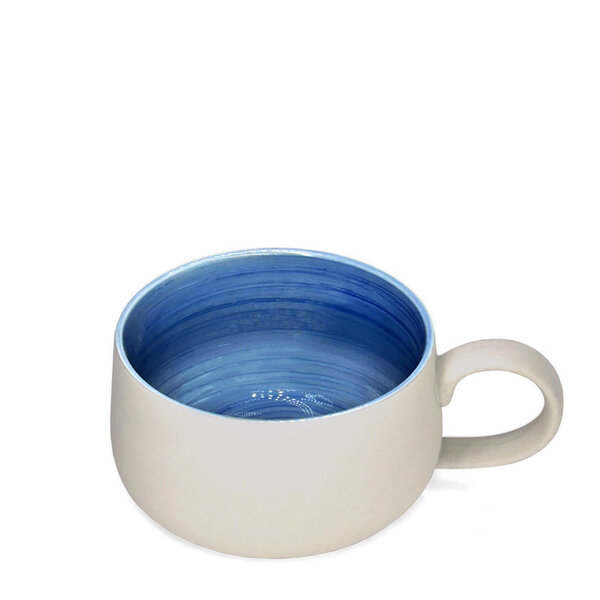 Tasse à café en grès 350 ml, beige avec intérieur bleu de BIA