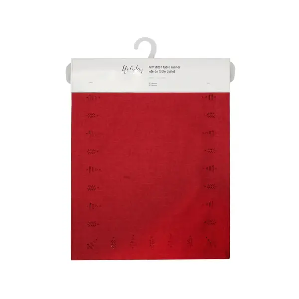 Red Table Runner with Tree Patterns