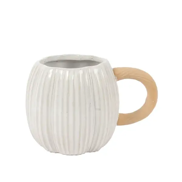 Tasse en grès en forme de citrouille Blanche