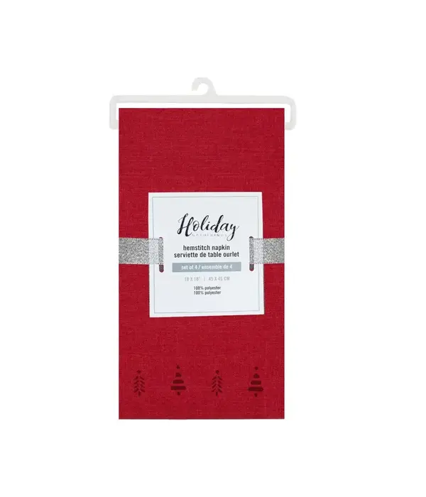 Harman Ensemble de 4 serviettes de table motifs de sapins Rouge