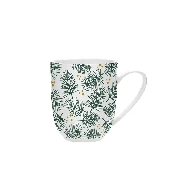 White Fern Pattern Mug with Metallic Details 16 oz
