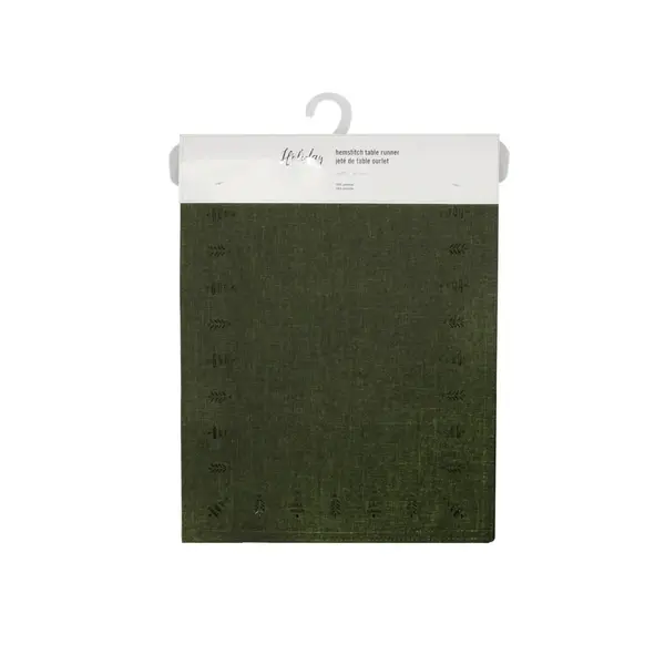 Chemin de table Vert forêt avec des motifs de sapins
