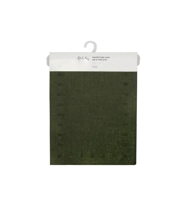 Harman Forest Green Table Runner with Tree Patterns