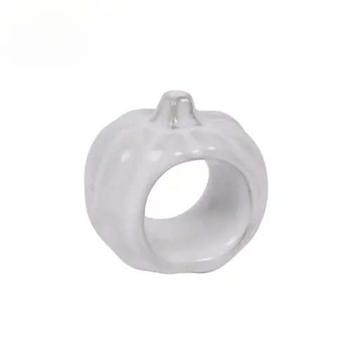 Harman Ensemble de 4 anneaux de serviette en forme de citrouille Blanche