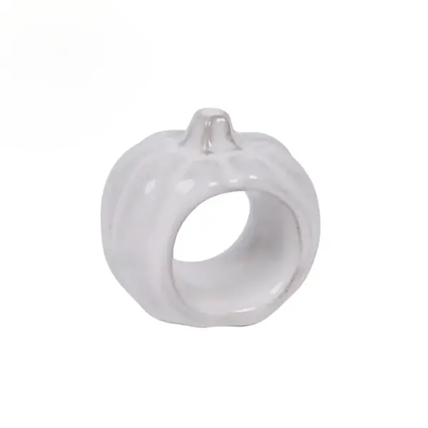 Set of 4 White Pumpkin-Shaped Napkin Rings