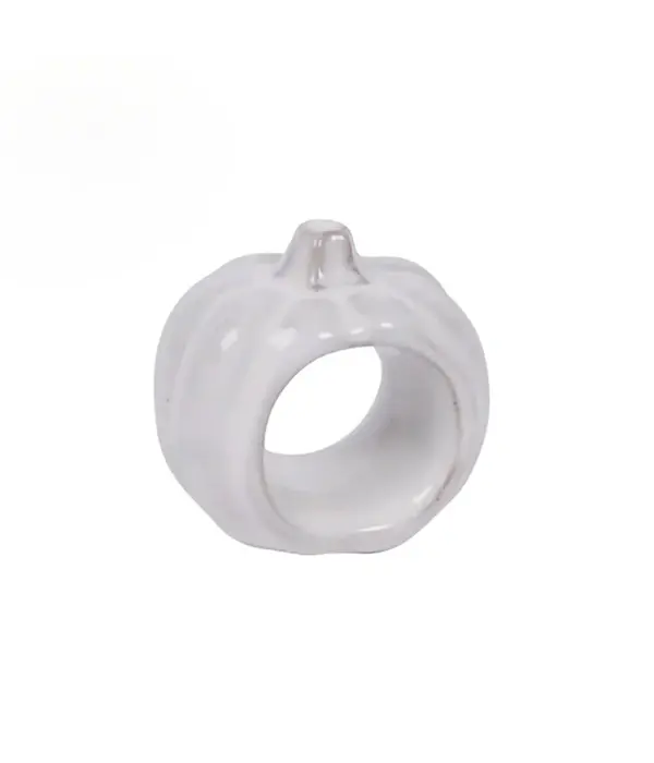 Harman Ensemble de 4 anneaux de serviette en forme de citrouille Blanche