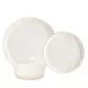 12-Piece Two-Tone Stoneware Dinnerware Set in Cream