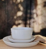 Ensemble de vaisselle 12 morceaux en grès 2 tons crème