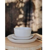 12-Piece Two-Tone Stoneware Dinnerware Set in Cream