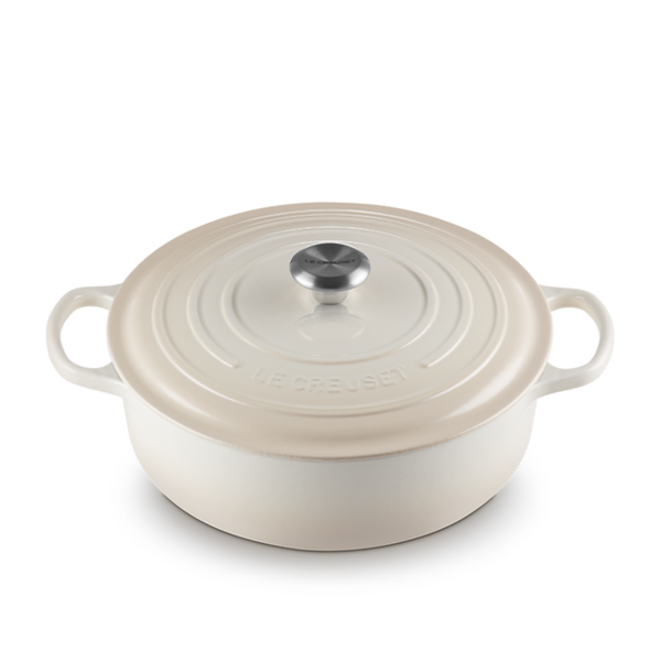 Cocotte ronde peu profonde Meringue 6.2L Le Creuset