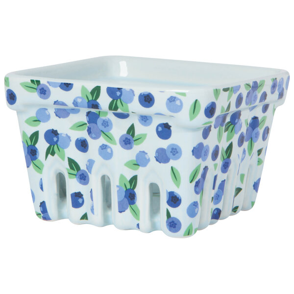 Danica Blueberry Pattern Ceramic Berry Basket