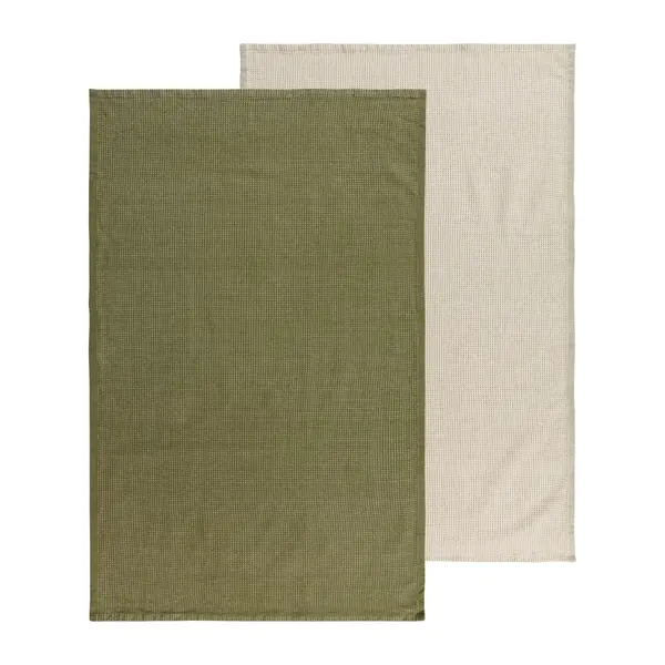 Danica Stone Dash Hand Towels Beige and Green 20x30", Set of 2