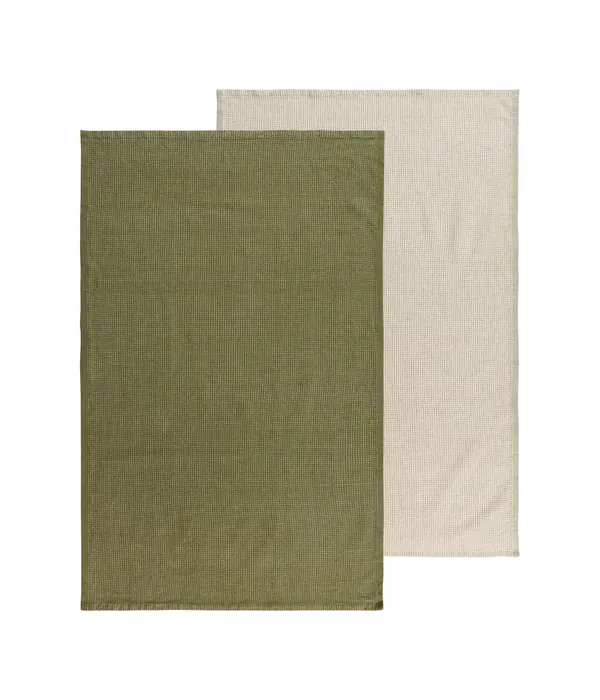 Danica Heirloom Ensemble de 2 serviettes à main Beige et Verte 20x30" de Danica