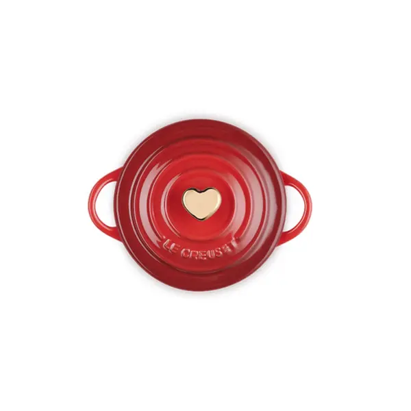 Le Creuset Mini Round Cocotte with Heart-Shaped Knob Cherry 0.25L