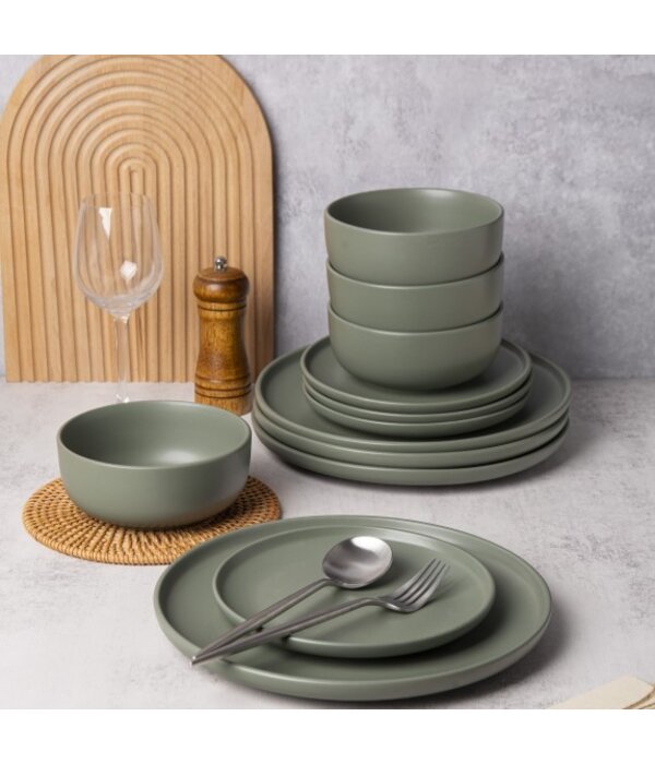 Brilliant Ensemble de 4 bols à pâtes Vert Olive 22 cm