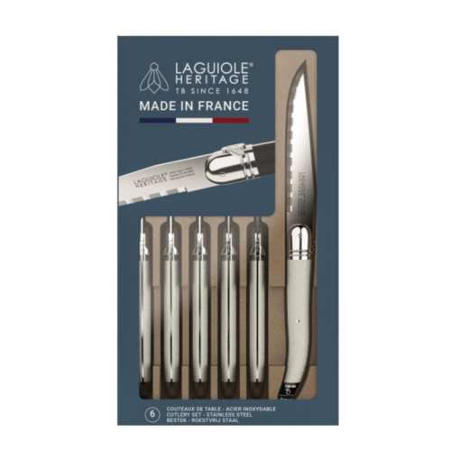 Set of 6 Laguiole Heritage White Steak Knives