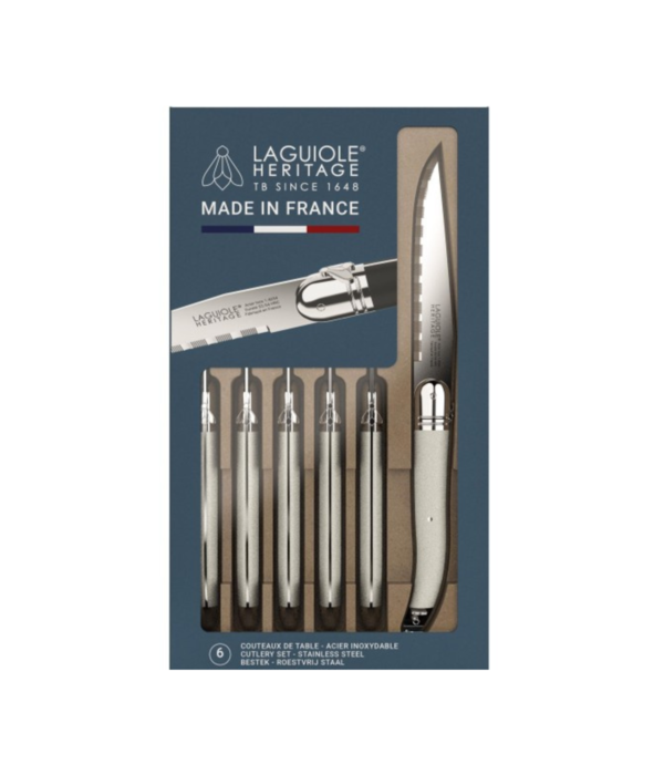 Ensemble de 6 couteaux à steak Laguiole Heritage Blanc