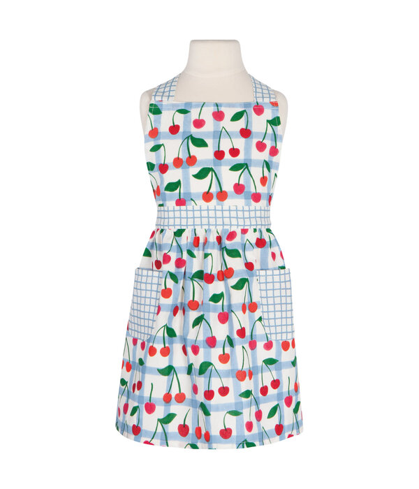 Now Designs Tablier pour enfant à rayures Bleu et Blanc avec motif Cerises - Danica