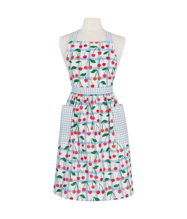 Now Designs Tablier à rayures Bleu et Blanc avec motif Cerises - Danica