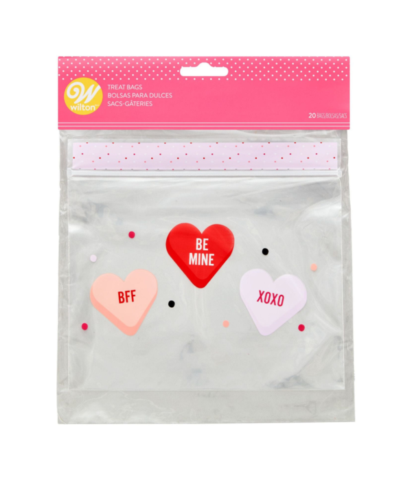 Wilton Ensemble de 20 sacs à friandises transparents refermables avec cœurs