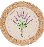 Napperon rond en jute fleurs de lavande 15" - Danica