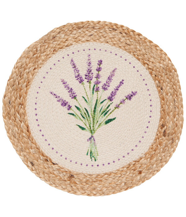 Napperon rond en jute fleurs de lavande 15" - Danica
