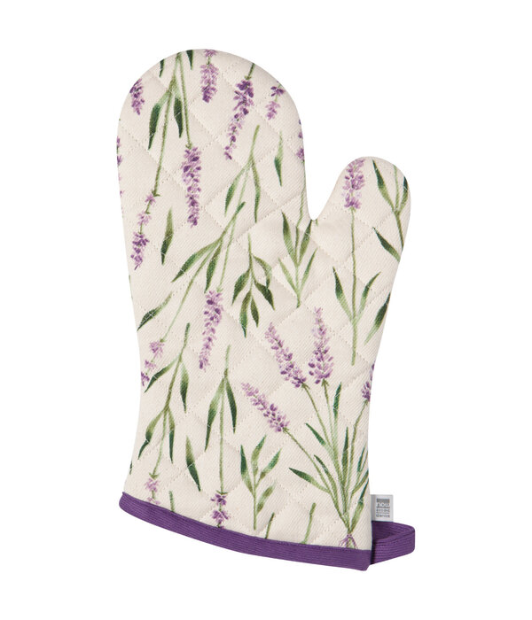 Mitaine de four beige avec feuilles de lavande 13" - Danica