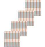 Ensemble de 4 serviettes en coton Beige rayées rouges et bleues - Danica
