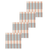 Ensemble de 4 serviettes en coton Beige rayées rouges et bleues - Danica