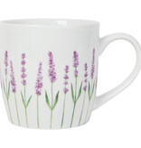 Tasse en porcelaine Blanche avec motif de fleurs de lavande 12 oz - Danica