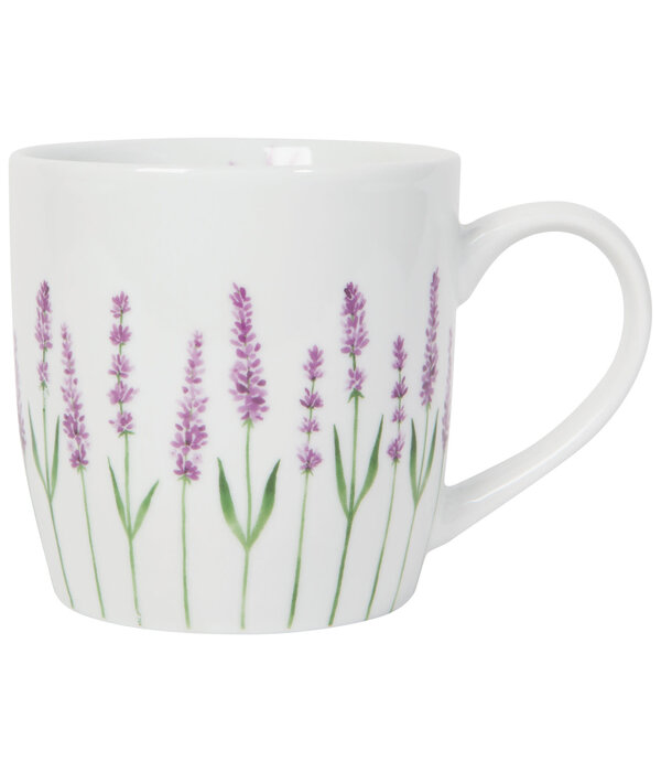 Tasse en porcelaine Blanche avec motif de fleurs de lavande 12 oz - Danica