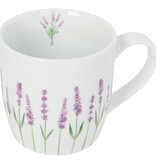 Tasse en porcelaine Blanche avec motif de fleurs de lavande 12 oz - Danica