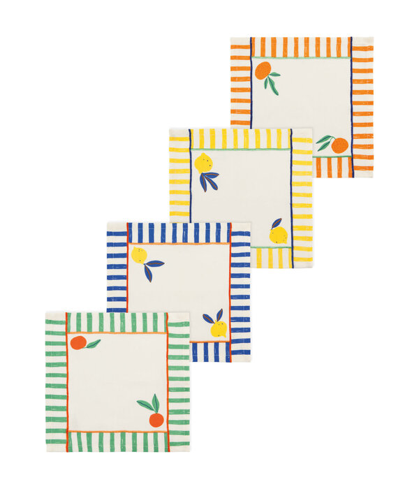 Ensemble de 4 serviettes à cocktail Agrumes - Danica
