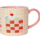 Danica Take The Cake Plaid Beige & Pink Mug 14oz