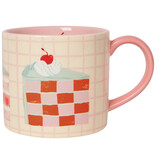 Danica Heirloom Danica Take The Cake Plaid Beige & Pink Mug 14oz
