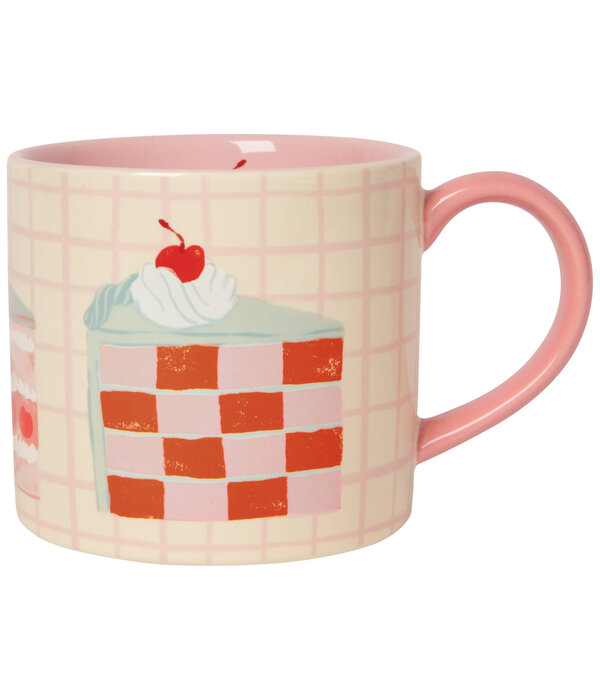 Danica Take The Cake Plaid Beige & Pink Mug 14oz