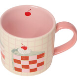 Danica Heirloom Tasse à carreaux Beige & Rose Gâteau 14oz - Danica