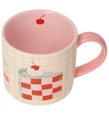 Danica Heirloom Tasse à carreaux Beige & Rose Gâteau 14oz - Danica