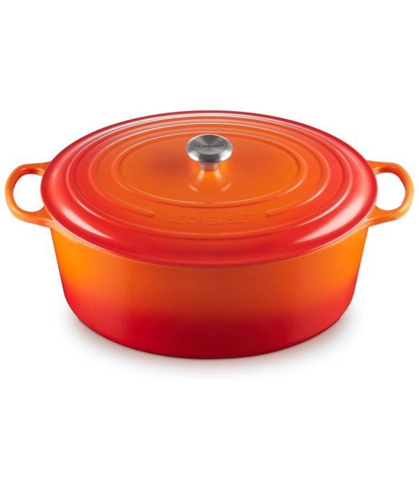 Le Creuset Faitout ovale signature en fonte émaillée Flamme 13,9 L - Le Creuset