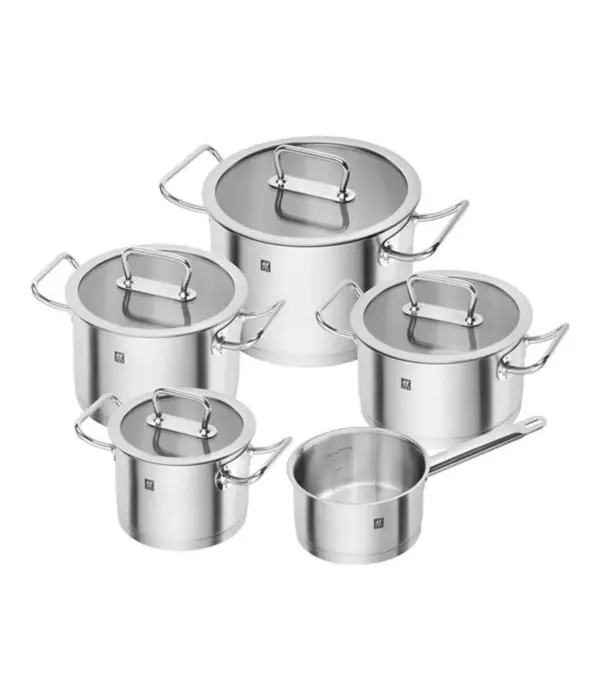 Zwilling Ensemble de 5 batterie de cuisine en acier inoxydable avec couvercles Pro - Zwilling