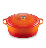 Le Creuset Faitout ovale signature en fonte émaillée Flamme 13,9 L - Le Creuset