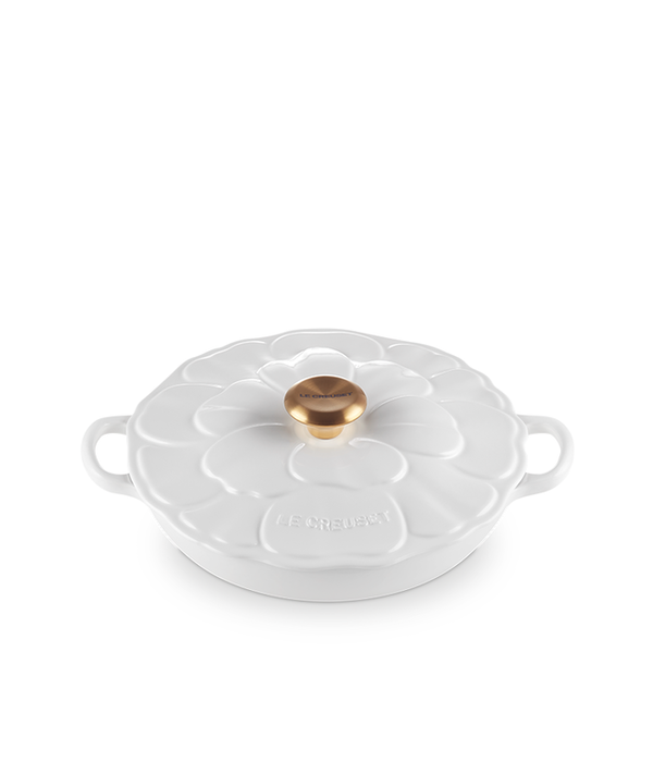 Le Creuset Braisière en fonte pétales Blanche 2.2L - Le Creuset