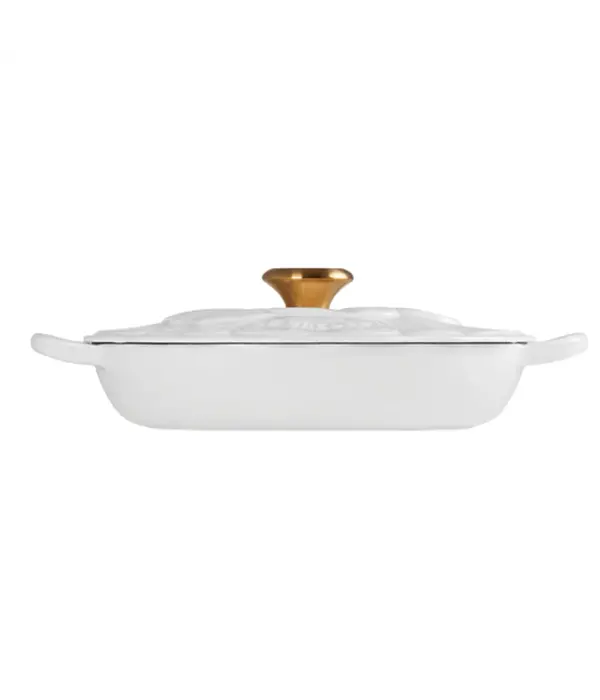 Le Creuset Braisière en fonte pétales Blanche 2.2L - Le Creuset